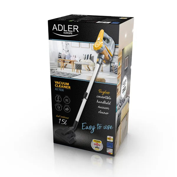 Adler AD 7036 kézi porszívó, 800 W, 1,5 l, zsák nélküli, 7 m