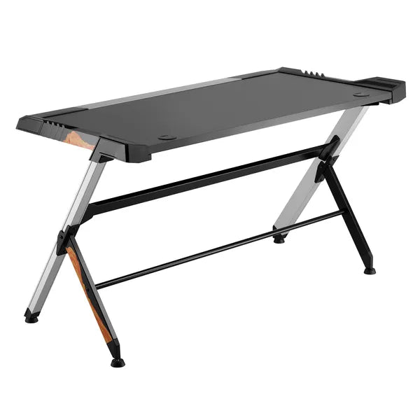Fekete, nagy RGB LED gamer asztal NanoRS RS150 – 129×72 cm, 50 kg teher