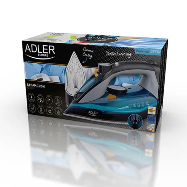 Adler 3000 W gőzölős vasaló, kerámia talp, 5 funkció, 350 ml