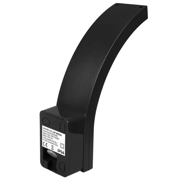LED fali lámpa PIR mozgásérzékelővel, 10W 750lm IP54 4000K, fekete