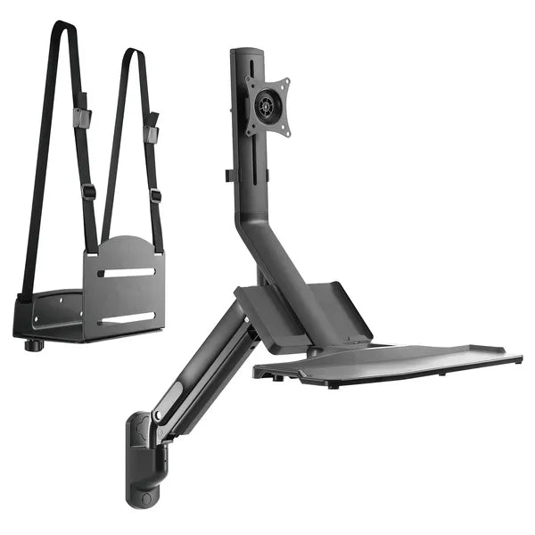 Maclean fali monitor- és billentyűzettartó gázrugóval, CPU-fogó, 17–32", 9 kg