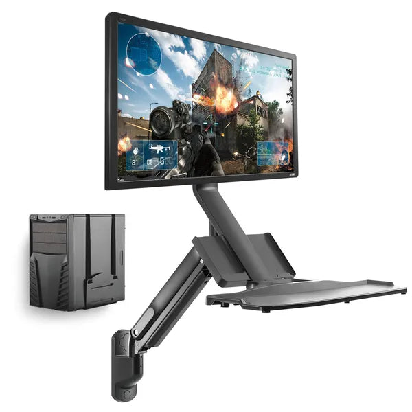 Maclean fali monitor- és billentyűzettartó gázrugóval, CPU-fogó, 17–32", 9 kg