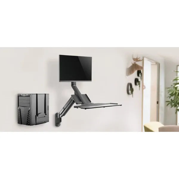Maclean fali monitor- és billentyűzettartó gázrugóval, CPU-fogó, 17–32", 9 kg
