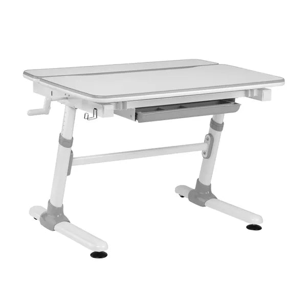 Ergonomikus, magasságállítható gyerek íróasztal dönthető lappal, szürke, 100 kg