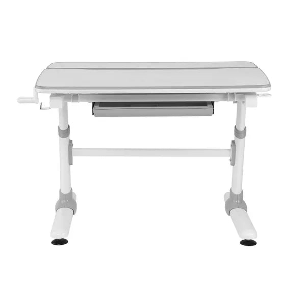 Ergonomikus, magasságállítható gyerek íróasztal dönthető lappal, szürke, 100 kg