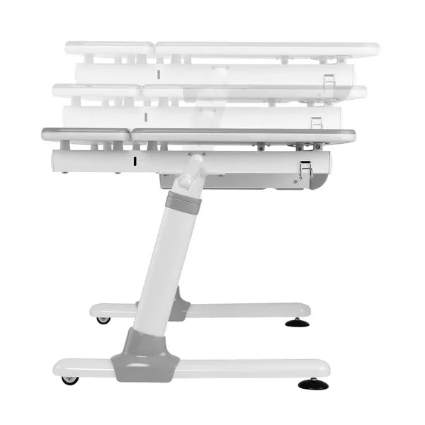 Ergonomikus, magasságállítható gyerek íróasztal dönthető lappal, szürke, 100 kg