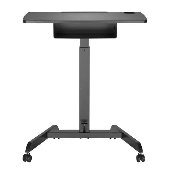 Maclean fekete, pedálos állítható ülő-álló laptopasztal fiókkal, 80×56 cm, 8 kg