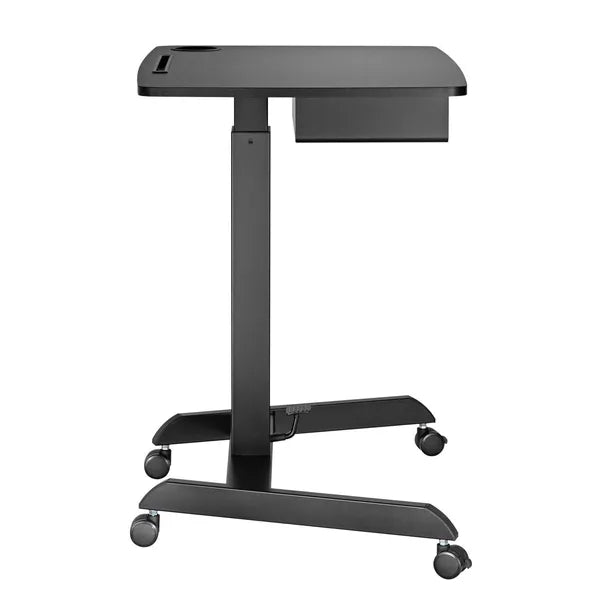 Maclean fekete, pedálos állítható ülő-álló laptopasztal fiókkal, 80×56 cm, 8 kg