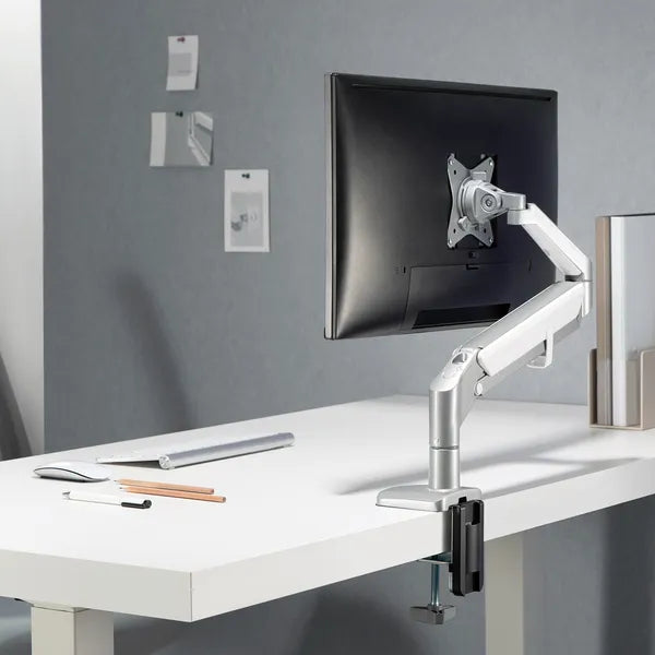 Szürke gázteleszkópos monitorasztali tartó 17–32”, 9 kg, VESA 75/100