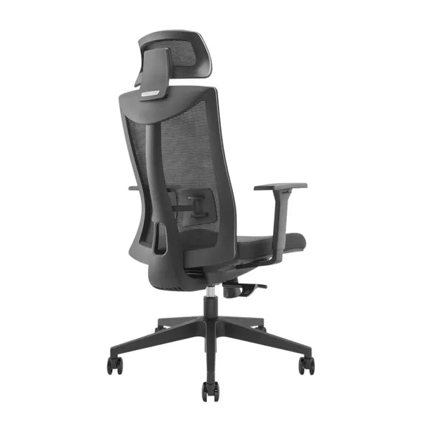 Ergonomikus irodai szék, fekete hálós, magas háttámla, 150 kg teherbírás