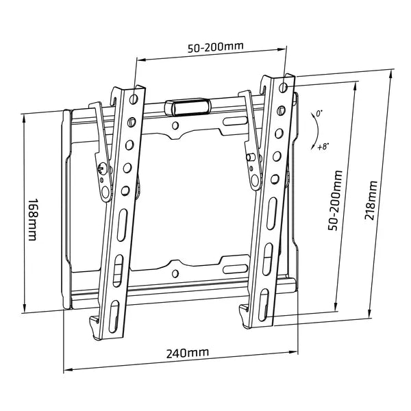 Maclean MC-942 dönthető falikonzol 13–42″ TV-hez, 25 kg, VESA 200x200, fekete
