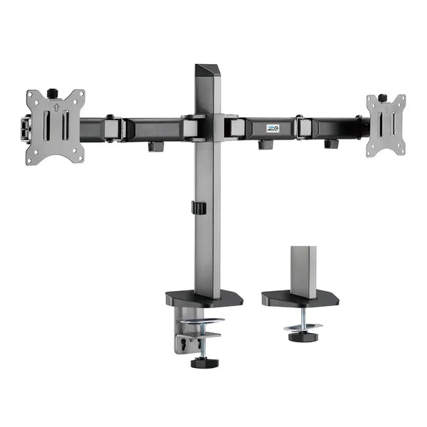 Kétmonitoros állítható asztali tartó 17–32″, 2×9 kg, VESA 75x75/100x100