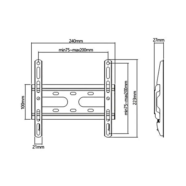 Maclean MC-937 SLIM TV fali tartó, VESA 200x200, 23–42", 45 kg, fekete