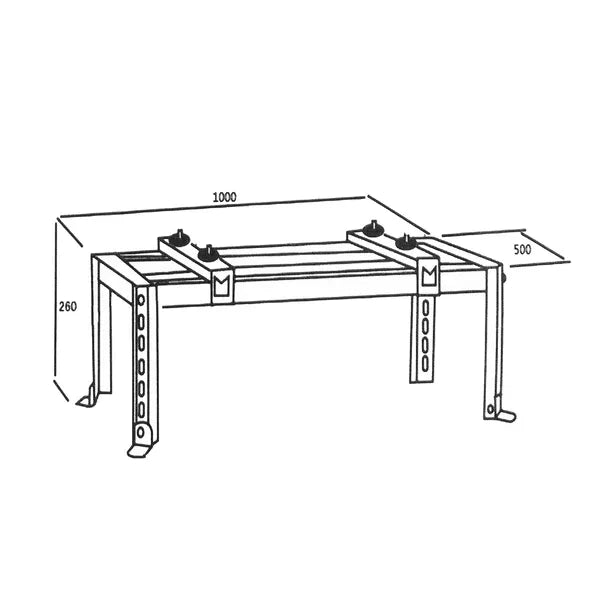 Állítható padlókonzol klímához/hőszivattyúhoz, acél, 70 kg, 28-87×23-45 cm