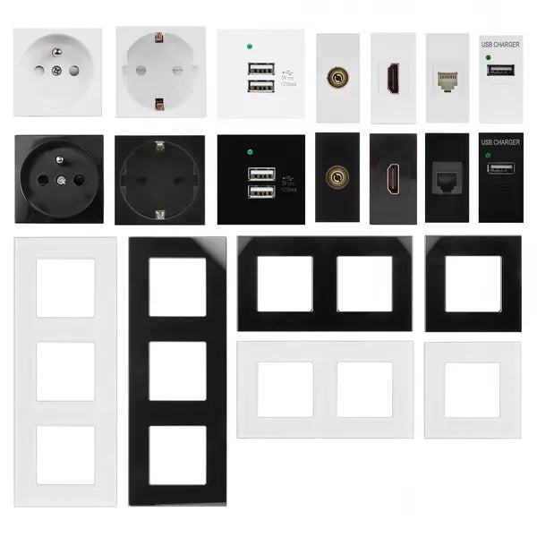 Fali TV antenna aljzat Maclean MCE726B, egyes modul, fekete, üvegkerethez