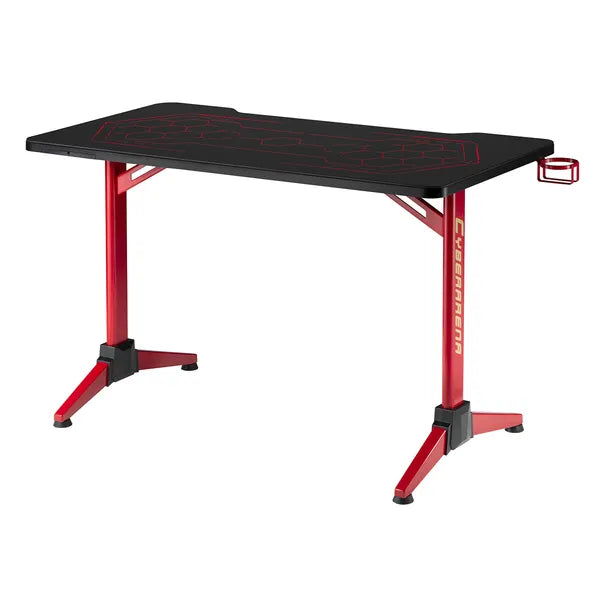 RGB LED gamer asztal fekete, 120×60 cm, 100 kg teherbírás, 76 cm