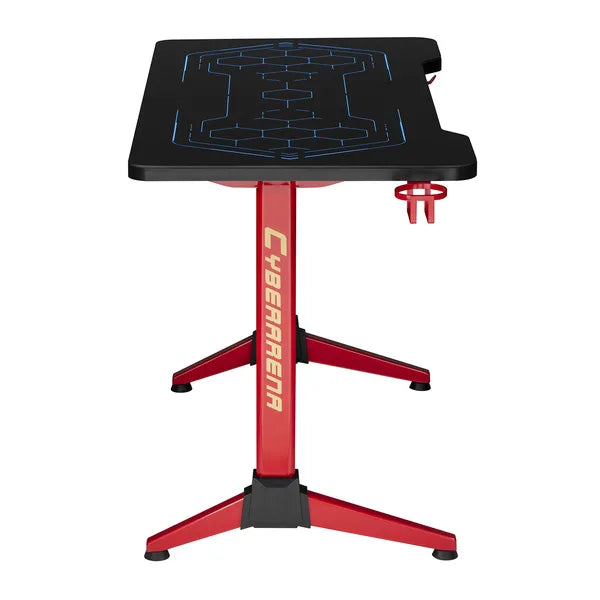 RGB LED gamer asztal fekete, 120×60 cm, 100 kg teherbírás, 76 cm