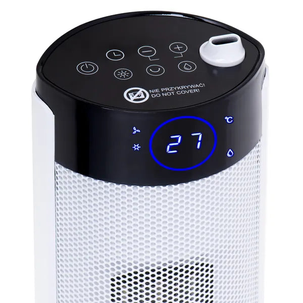 Kerámia fűtőbetétes LCD oszlopradiátor 75 cm, 2200 W párásítóval, távvezérlés