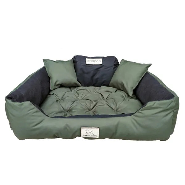 KingDog vízlepergető kutya-macska fekhely S 55×45 cm zöld, 2 párna