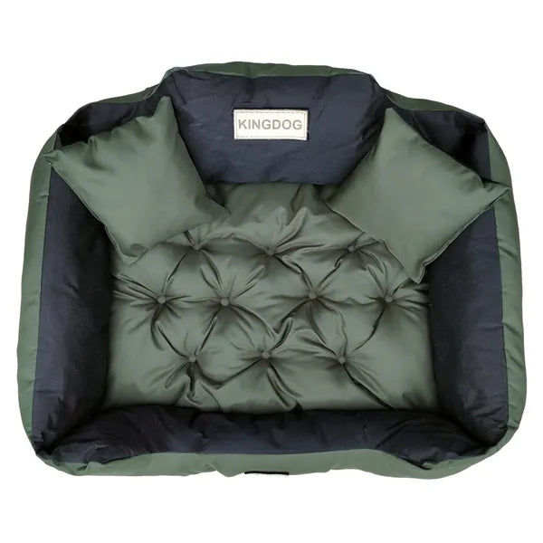 KingDog vízlepergető kutya-macska fekhely S 55×45 cm zöld, 2 párna