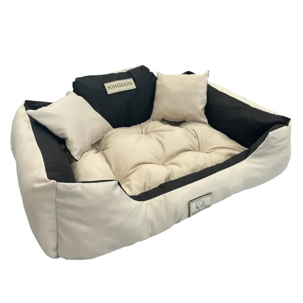 Vízlepergető beige kutya-macska fekhely, Cordura, 55×45 cm +2 párna