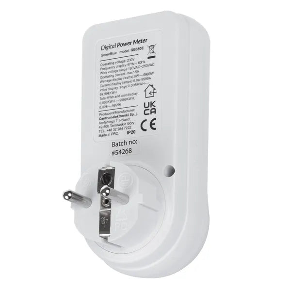 GreenBlue GB350E LCD energiafogyasztás-mérő konnektor, 16 A/3680 W