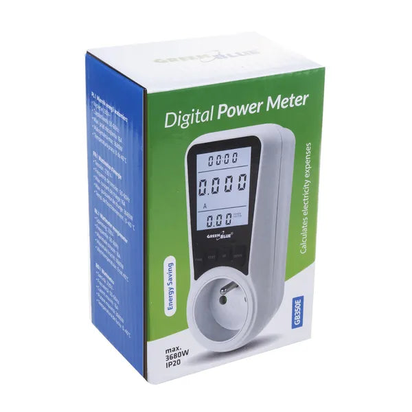 GreenBlue GB350E LCD energiafogyasztás-mérő konnektor, 16 A/3680 W