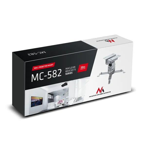 Maclean MC-582 mennyezeti projektor tartó, 20 kg teherbírás, acél
