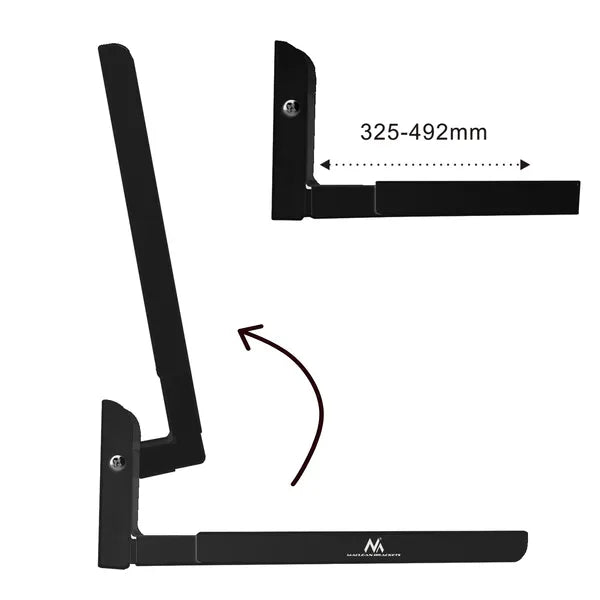 Fali mikrohullámú sütő tartó, állítható 32,5–49,2 cm, 30 kg, fekete