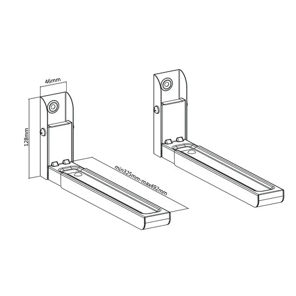 Fali mikrohullámú sütő tartó, állítható 32,5–49,2 cm, 30 kg, fekete