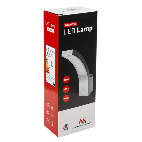 LED homlokzati falilámpa 800 lm IP54 10 W 4000 K ezüst