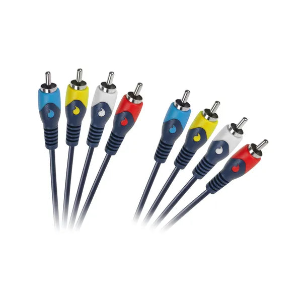 4 RCA–4 RCA audió/videó kábel, dugó–dugó, 1,8 m