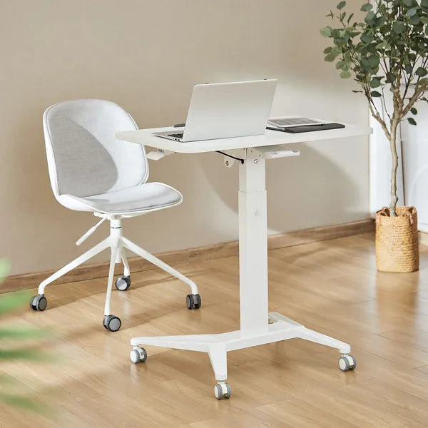 Mobil laptopasztal, fehér, 80×52 cm, pneumatikus magasságállítás