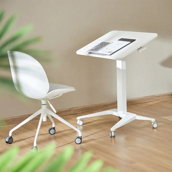 Mobil laptopasztal, fehér, 80×52 cm, pneumatikus magasságállítás
