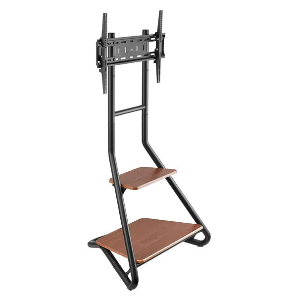 Maclean MC-455 szabadon álló TV állvány fa polcokkal 37–75″, 40 kg