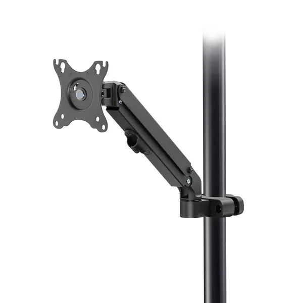 Fekete rúdrögzíthető monitor kar, 17-27”, 7 kg, rugós, VESA 75/100