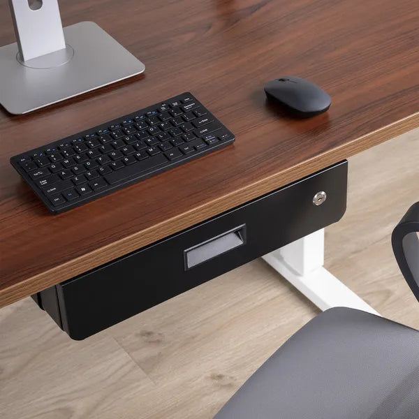 Fekete kulcsra zárható asztallap alatti ergonómikus fiók 5 kg teherbírás