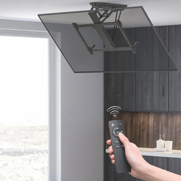 Motoros mennyezeti TV tartó 32-70″, 35 kg, VESA 600×400, Tuya, dönthető