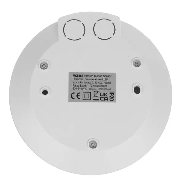 PIR mozgásérzékelő 360°, 8 m, távirányítóval, max. 2000 W, IP20, mennyezeti