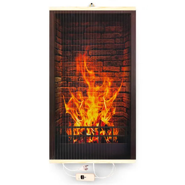 Infravörös hajlékony fűtőpanel 430 W, 100×57 cm, kandalló mintával, szabályzó