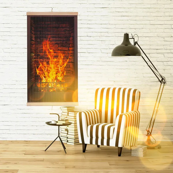 Infravörös hajlékony fűtőpanel 430 W, 100×57 cm, kandalló mintával, szabályzó