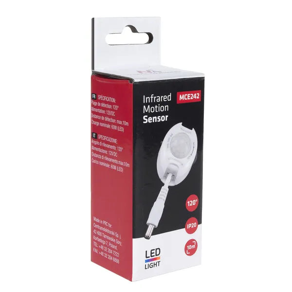 PIR mozgásérzékelő LED szalaghoz, 12 V DC, max. 60 W, 120°, Maclean MCE242