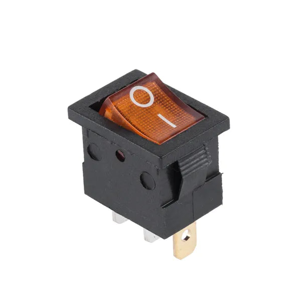 Sárga LED-es billenőkapcsoló, 2 állású, 3 tűs, 12 V / 15 A, keskeny MK-1011