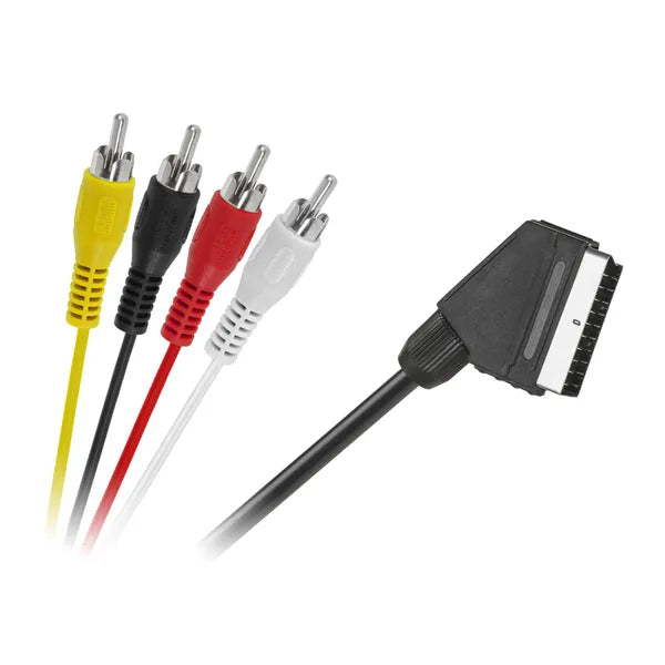 SCART-4×RCA AV kábel, 1,5 m – analóg audio-video összekötő