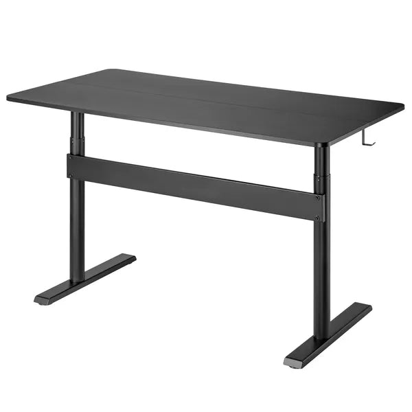Állítható magasságú íróasztal, 140×68 cm, fekete, 74–115 cm, 15 kg