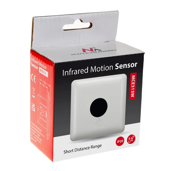 Beépíthető rövid hatótávú PIR kézérzékelő, 5–6 cm, IP20, 1200 W, fehér