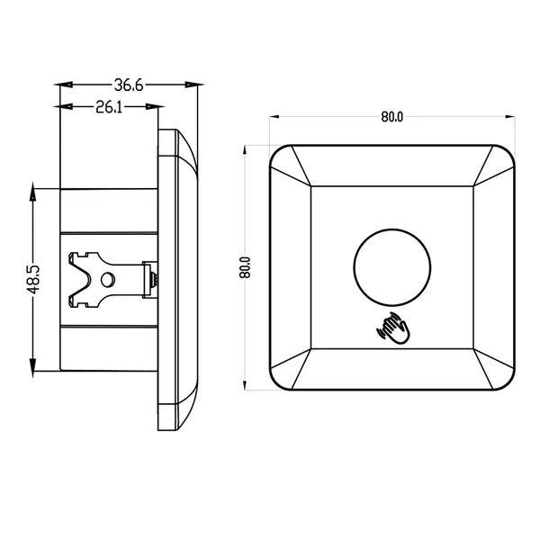 Beépíthető rövid hatótávú PIR kézérzékelő, 5–6 cm, IP20, 1200 W, fehér