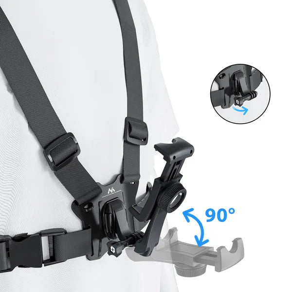 Maclean MC-294 univerzális mellkaspánt telefonhoz és GoPro kamerához, 90°