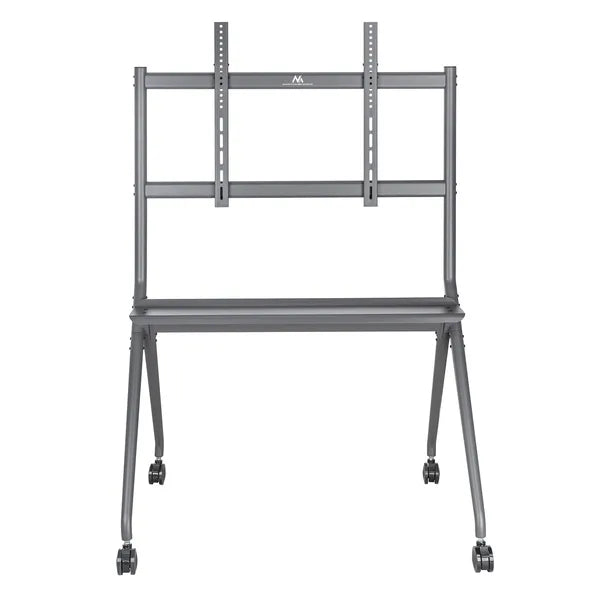 Mobil TV állvány, 50–86″, 120 kg teherbírás, kerekes, polcos