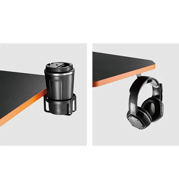 NanoRS RS170 fekete gaming asztal monitorpolccal, 136×60 cm, 50 kg teherbírás